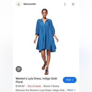 Faherty Women's Lyla Dress - Indigo Blue